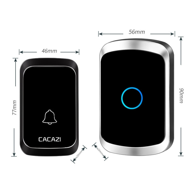 CACAZI A50 1 For 1 Wireless Music Doorbell without Battery, Plug:UK Plug(Black) - Wireless Doorbell by CACAZI | Online Shopping UK | buy2fix