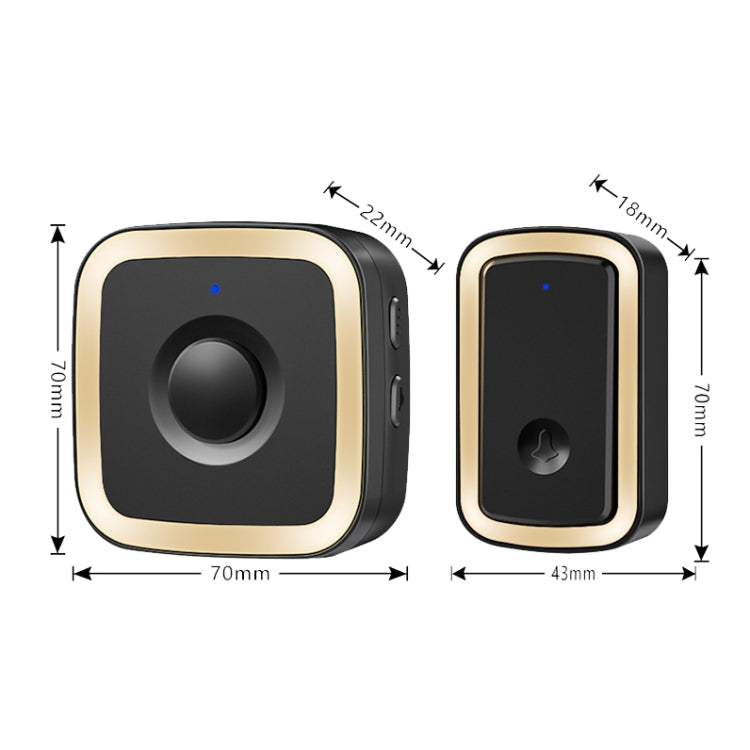 CACAZI A58 1 For 1 Smart Wireless Doorbell without Battery, Plug:UK Plug(Black Gold) - Wireless Doorbell by CACAZI | Online Shopping UK | buy2fix