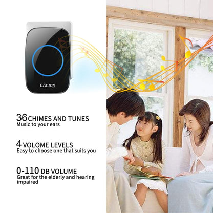 CACAZI H10 1 For 1 Wireless Smart Doorbell without Battery, Plug:EU Plug(Black) - Security by CACAZI | Online Shopping UK | buy2fix