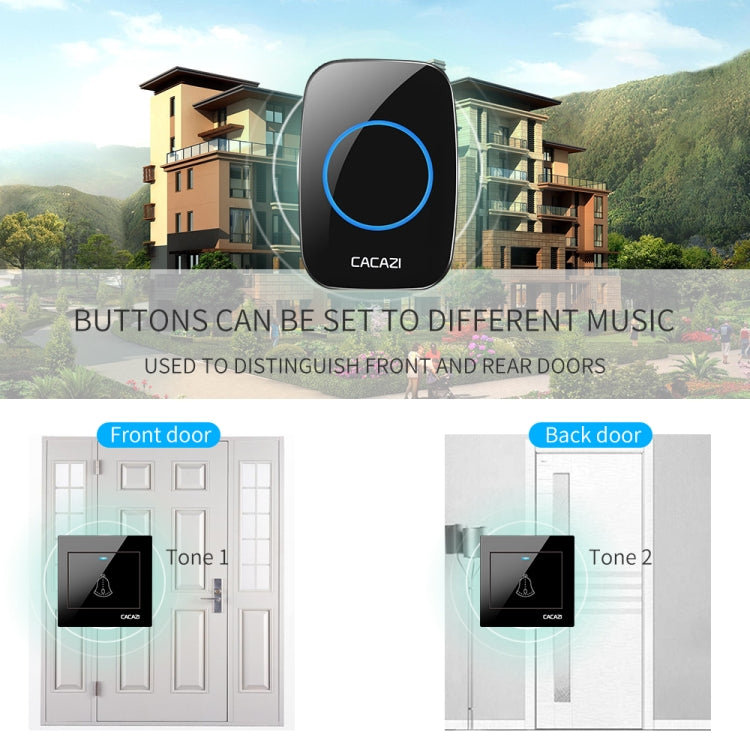 CACAZI H10 1 For 1 Wireless Smart Doorbell without Battery, Plug:UK Plug(White) - Security by CACAZI | Online Shopping UK | buy2fix