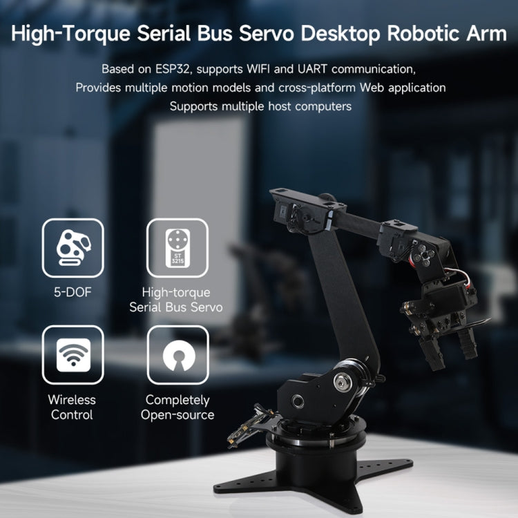 Waveshare High-Torque Serial Bus Servo, Desktop Robotic Arm Kit, Based On ESP32, 5-DOF, Plug:EU Plug - Consumer Electronics by Waveshare | Online Shopping UK | buy2fix