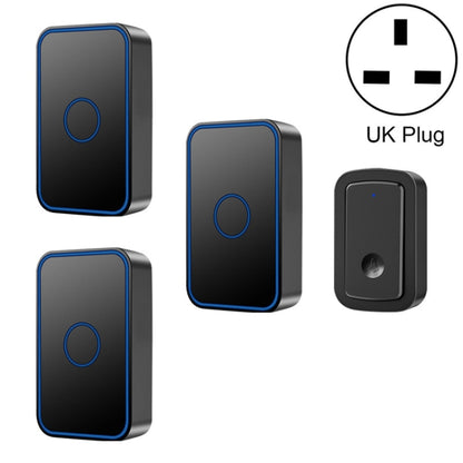 CACAZI  A19 1 For 3 Wireless Music Doorbell without Battery, UK Plug(Black) - Wireless Doorbell by CACAZI | Online Shopping UK | buy2fix