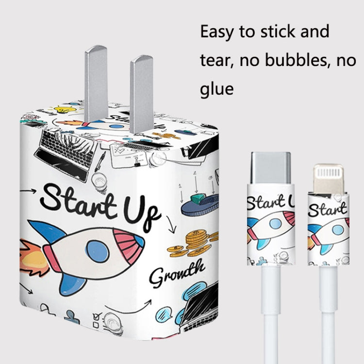 4 Sets PVC Creative Stickers For 18W/20W US Plug Charger & Type-C to 8 Pin Data Cable(059) - iPhone Stickers by buy2fix | Online Shopping UK | buy2fix