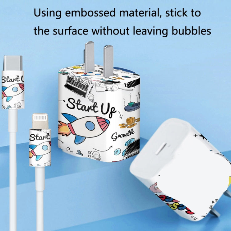 4 Sets PVC Creative Stickers For 18W/20W US Plug Charger & Type-C to 8 Pin Data Cable(059) - iPhone Stickers by buy2fix | Online Shopping UK | buy2fix