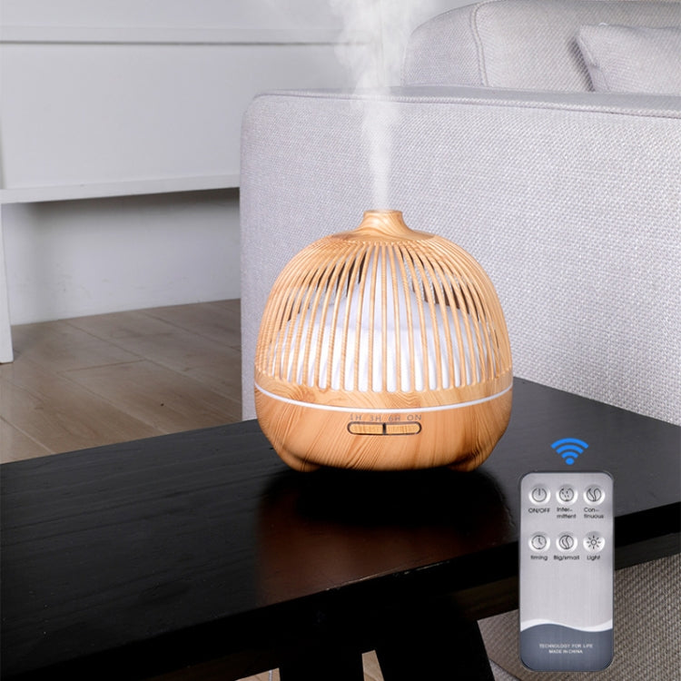 Bird Cage Wood Graphic Aromatherapy Machine Ultrasonic Smart Home Colorful Night Light Hollow Humidifier, Product specifications: UK Plug(Light Wood Pattern) - Home & Garden by buy2fix | Online Shopping UK | buy2fix