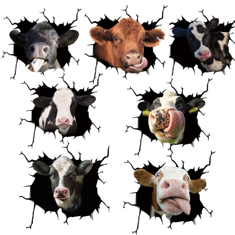 7 PCS Animal Wall Stickers Cattle Head Hoisting Car Window Static Stickers(Cow 04) - In Car by buy2fix | Online Shopping UK | buy2fix