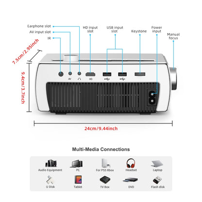 YG430 1080P 5G Mobile Phone Wireless Multi-Screen Version Home Projector Office HD Mini Portable Projector, Plug Type： UK Plug - Consumer Electronics by buy2fix | Online Shopping UK | buy2fix