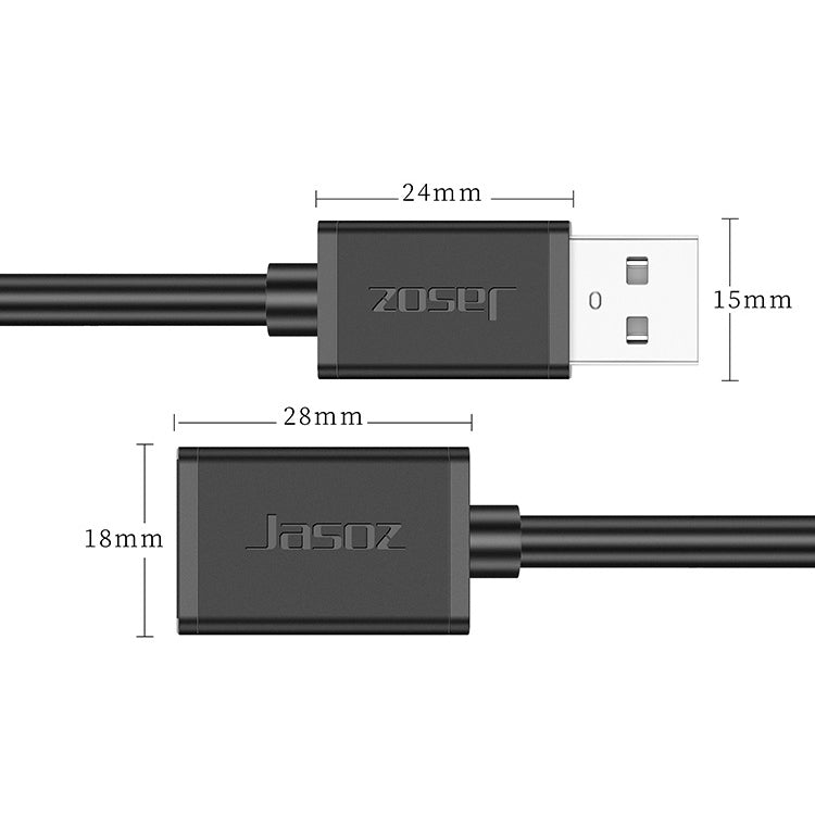 3 PCS Jasoz USB Male to Female Oxygen-Free Copper Core Extension Data Cable, Colour: Black 5m - USB Cable by buy2fix | Online Shopping UK | buy2fix