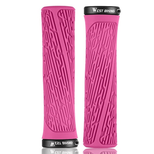 1 Pair WEST BIKING YP0804061 Bicycle Anti-Slip Shock Absorber Grip Mountain Bike Rubber Handlebar Cover(Rose Pink) - Outdoor & Sports by WEST BIKING | Online Shopping UK | buy2fix