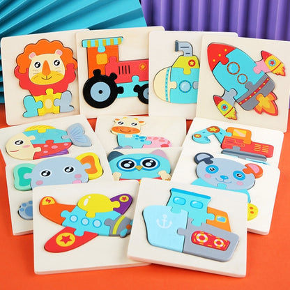 5 PCS Children Wooden Three-Dimensional Puzzle Early Education Cartoon Animal Geometric Educational Toys(Ship) - Puzzle Toys by buy2fix | Online Shopping UK | buy2fix