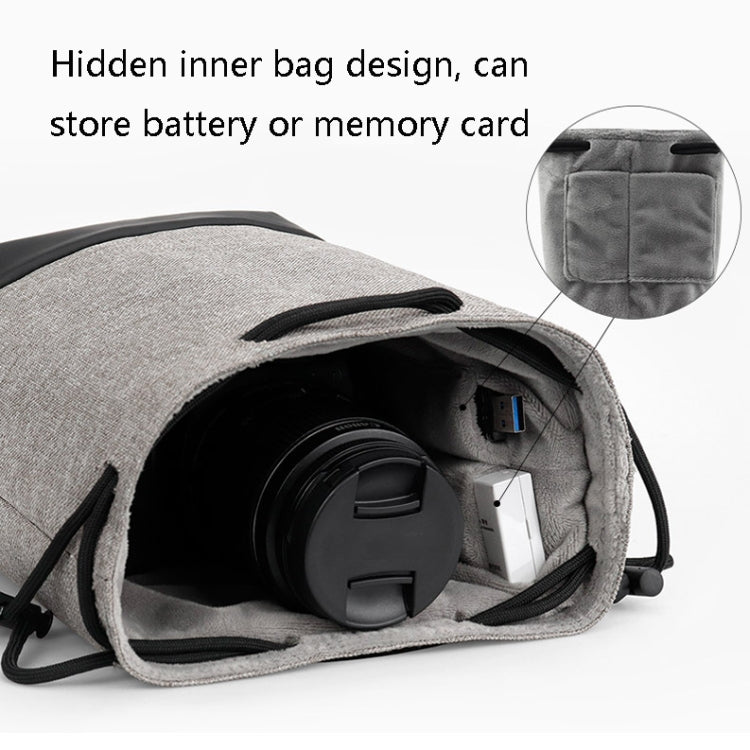 Baona Waterproof Micro SLR Camera Bag Protective Cover Drawstring Pouch Bag, Color: Medium Gray - Camera Accessories by Baona | Online Shopping UK | buy2fix