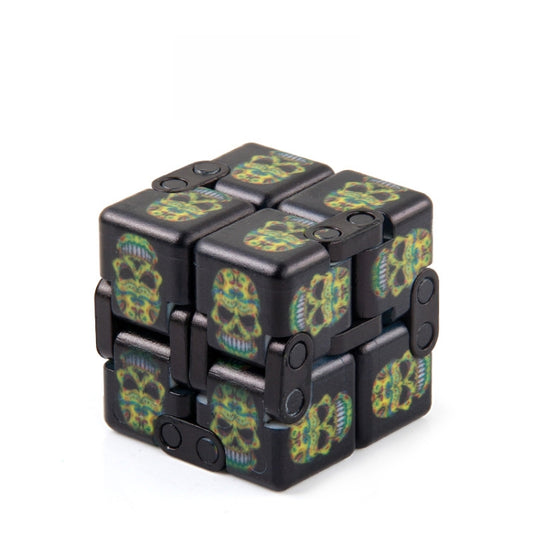 3 PCS Unlimited Magics Cube Colorful UV Printing Pocket Magic Cube Variety Folding Fingertip Magic Cube Decompression Toy(NO.168-8-34 Yellow Skull) - Magic Cubes by buy2fix | Online Shopping UK | buy2fix