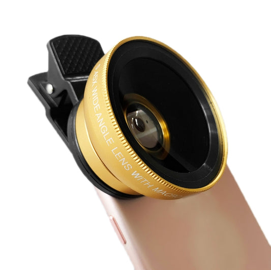 2 PCS 0.45X Ultra-Wide-Angle Macro Combination Mobile Phone External Lens With Clip(Gold) - Macro & Wide-angle by buy2fix | Online Shopping UK | buy2fix