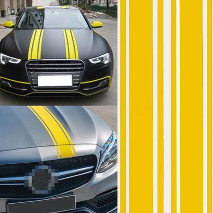 2 PCS Car Hood Stickers Modified Racing Striped Ethylene Body Sticker(Yellow) - In Car by buy2fix | Online Shopping UK | buy2fix