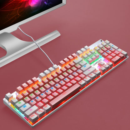 104 Keys Green Shaft RGB Luminous Keyboard Computer Game USB Wired Metal Mechanical Keyboard, Cabel Length:1.5m, Style: Double Imposition Version (White Pink) - Wired Keyboard by buy2fix | Online Shopping UK | buy2fix