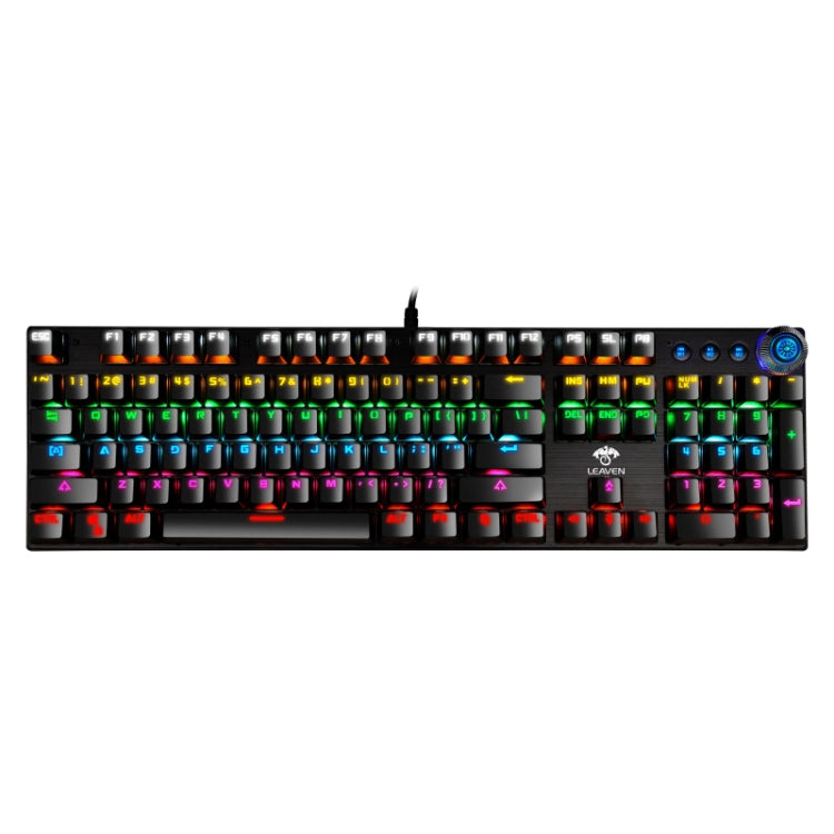 LEAVEN K990 Knob Version 104 Keys Office Computer Game Mechanical Green Axis Wired Keyboard, Cabel Length:1.8m(Black) - Wired Keyboard by LEAVEN | Online Shopping UK | buy2fix