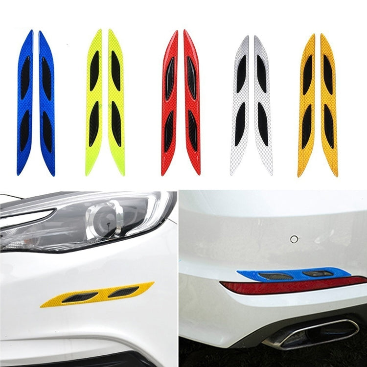 2 Sets Carbon Fiber Warning Sticker Car Anti-Collision Strip Leaf Plate Reflective Sticker Hood Light Eyebrow Anti-Collision Drops Sticker(4 PCS   (Bumper Fluorescent Yellow)) - In Car by buy2fix | Online Shopping UK | buy2fix