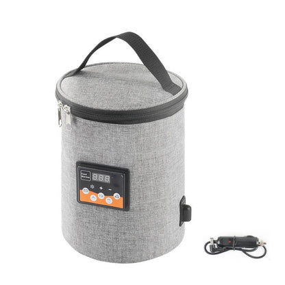 Car Outdoor Bottle Wipes Food Heating Warm Bag Temperature Adjustable Bottle Warmer(Round Gray) - In Car by buy2fix | Online Shopping UK | buy2fix