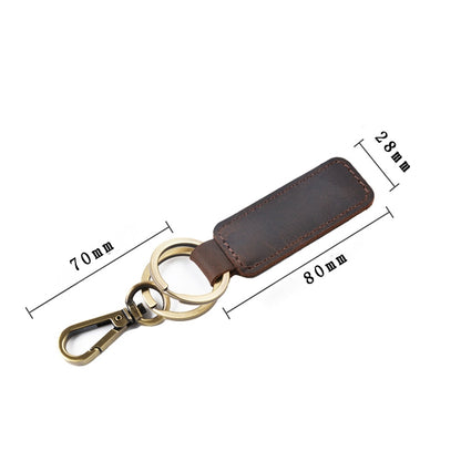 2 PCS Handmade Crazy Horse Leather Retro Keychain Car Couple Keychain, Specification: Double Ring(Ink Green) - In Car by buy2fix | Online Shopping UK | buy2fix