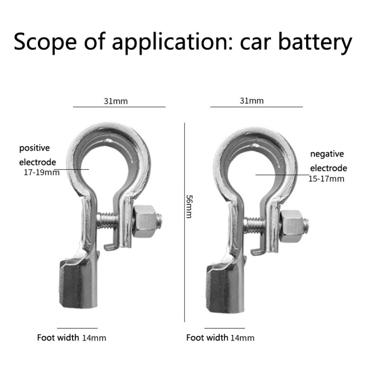 1 Pair T007 Brass Plating Tin Car Battery Pile Head Battery Terminal Connector Cable Junction Head - In Car by buy2fix | Online Shopping UK | buy2fix