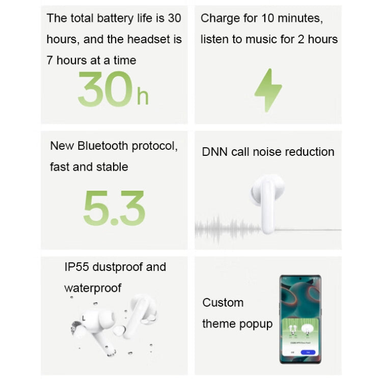 OPPO Enco Free3 Wireless Active Noise Reduction In-Ear Music Sports Bluetooth Earphones(White) - Bluetooth Earphone by OPPO | Online Shopping UK | buy2fix