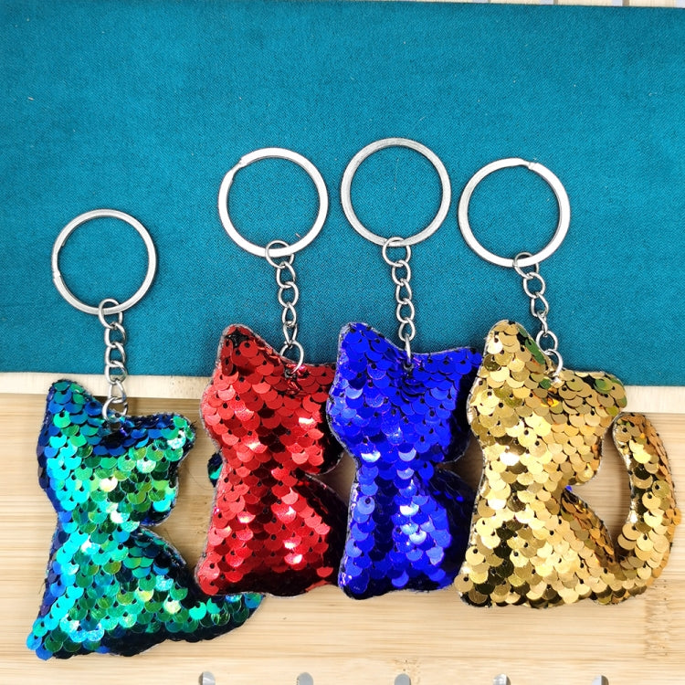 10 PCS PET Sequins Reflective Cat Keychain Bag Car Pendant, Colour: Gold - In Car by buy2fix | Online Shopping UK | buy2fix