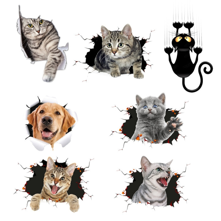 4 PCS 3D Simulation Animal Personality Car Stickers Glass Car Door Scratches Decorative Occlusion Stickers(Cat Style 2) - In Car by buy2fix | Online Shopping UK | buy2fix