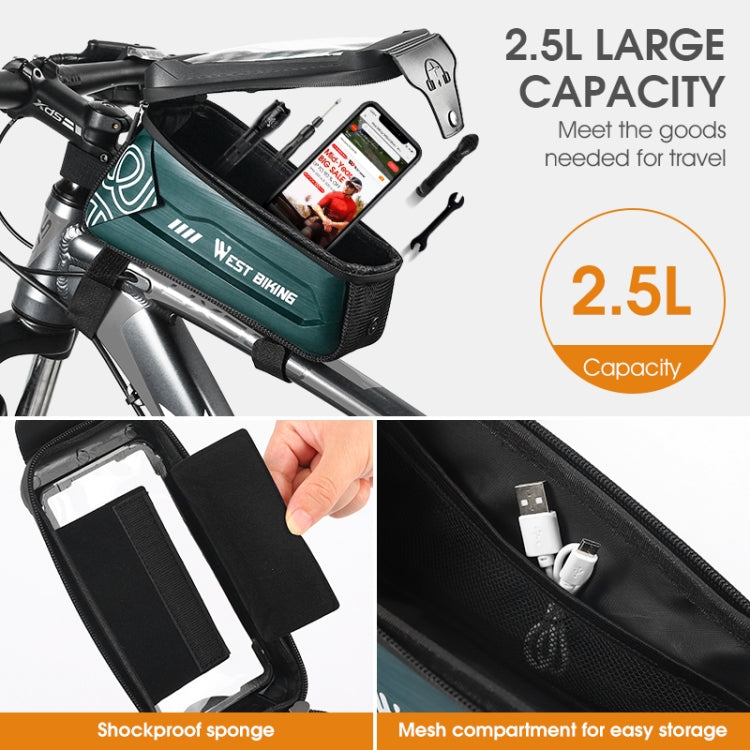 WEST BIKING 2.5L Bicycle Front Beam Mobile Phone Touch Screen Hard Shell Bag(Black) - Bicycle Bags by WEST BIKING | Online Shopping UK | buy2fix