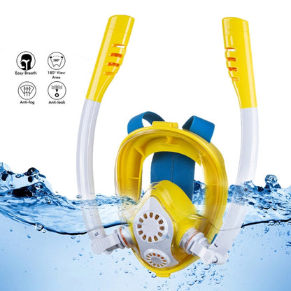 Kids Double Tube Full Dry Silicone Diving  Snorkeling Mask Swimming Glasses, Size: XS(White Yellow) - DJI & GoPro Accessories by buy2fix | Online Shopping UK | buy2fix