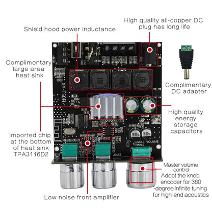 XINYI Sini T50H Bluetooth 5.0 With Pre-Stage High-Level Adjustment Stereo Digital Power Plate Module - Consumer Electronics by buy2fix | Online Shopping UK | buy2fix