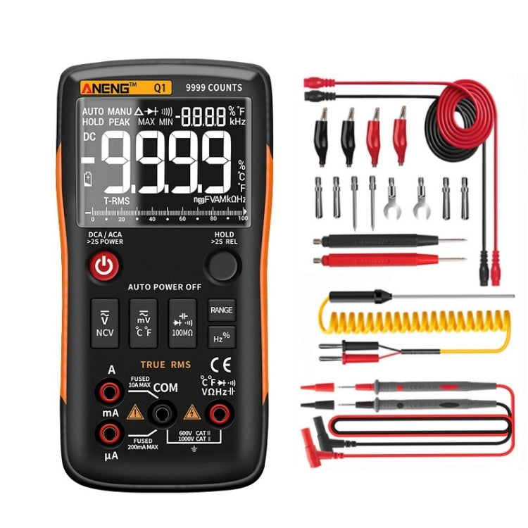 ANENG AN-Q1 Automatic High-Precision Intelligent Digital Multimeter, Specification: Standard with Cable(Orange) - Digital Multimeter by ANENG | Online Shopping UK | buy2fix