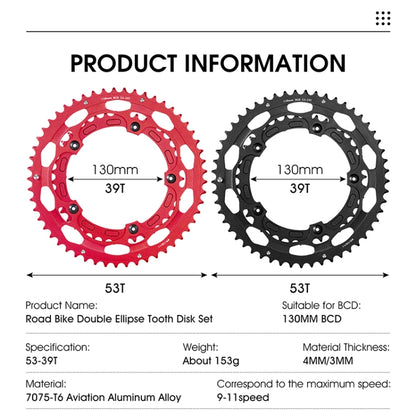 WEST BIKING YP0719274 53-39T Road Bike Crank Racing Double Disc(Black) - Bicycle Chains & Rounds by WEST BIKING | Online Shopping UK | buy2fix