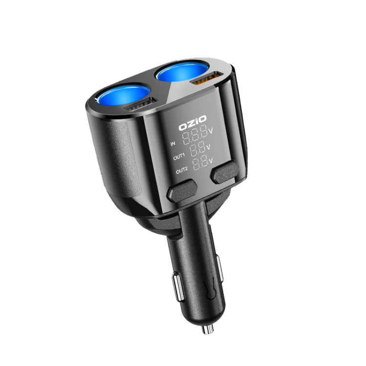 Ozio Car Charger Cigarette Lighter Conversion Plug USB Fast Flashing Charger, Model: CL48Q Black - Car Charger by ozio | Online Shopping UK | buy2fix