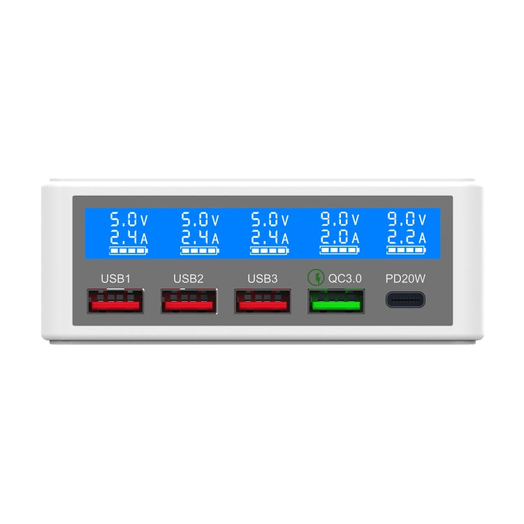 618 QC3.0 + PD20W + 3 x USB Ports Charger with Smart LCD Display, AU Plug (White) - Multifunction Charger by buy2fix | Online Shopping UK | buy2fix