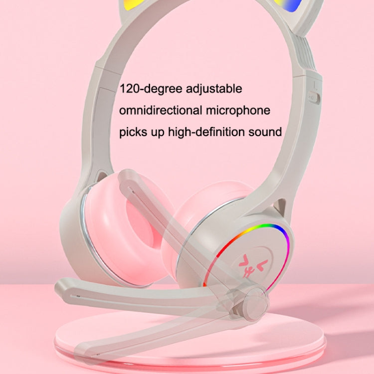Soyto SY-G30 Cat Ear Computer Headset, Style: Non-luminous Version (Gray Pink) - Multimedia Headset by Soyto | Online Shopping UK | buy2fix