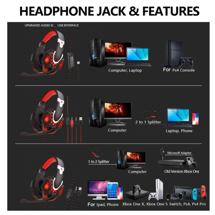 Soyto G10 Gaming Computer Headset For PC (Black Red) - Multimedia Headset by Soyto | Online Shopping UK | buy2fix