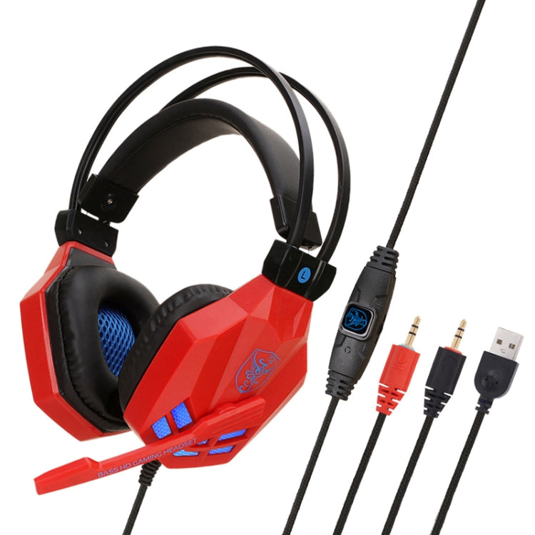 Soyto SY850MV Luminous Gaming Computer Headset For PC (Red Blue) - Multimedia Headset by Soyto | Online Shopping UK | buy2fix