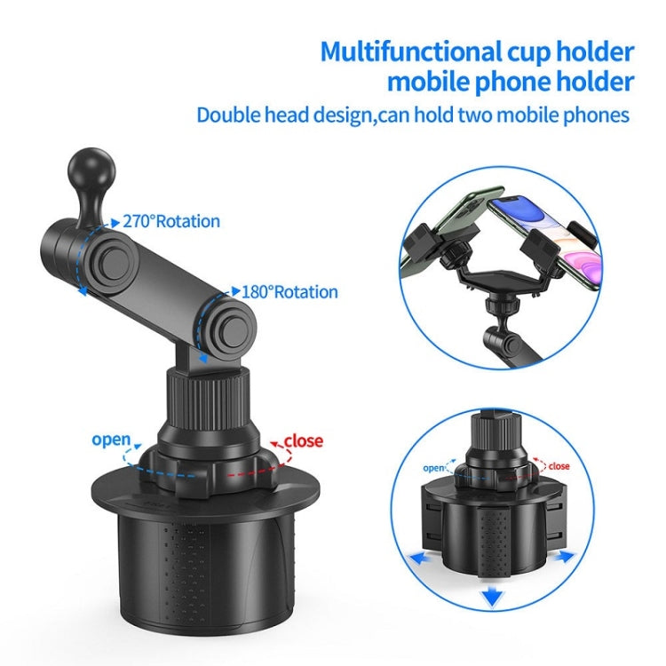 Double Chuck Rotary Multifunctional Cup Holder Mobile Phone Holder(Cup T1) - In Car by buy2fix | Online Shopping UK | buy2fix