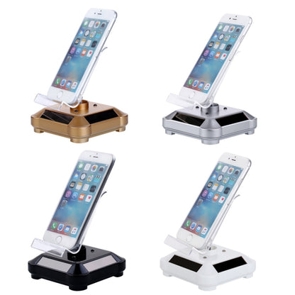 Solar Turntable Mobile Phone Stand Display Stand With Coloful Light(Silver) - Desktop Holder by buy2fix | Online Shopping UK | buy2fix