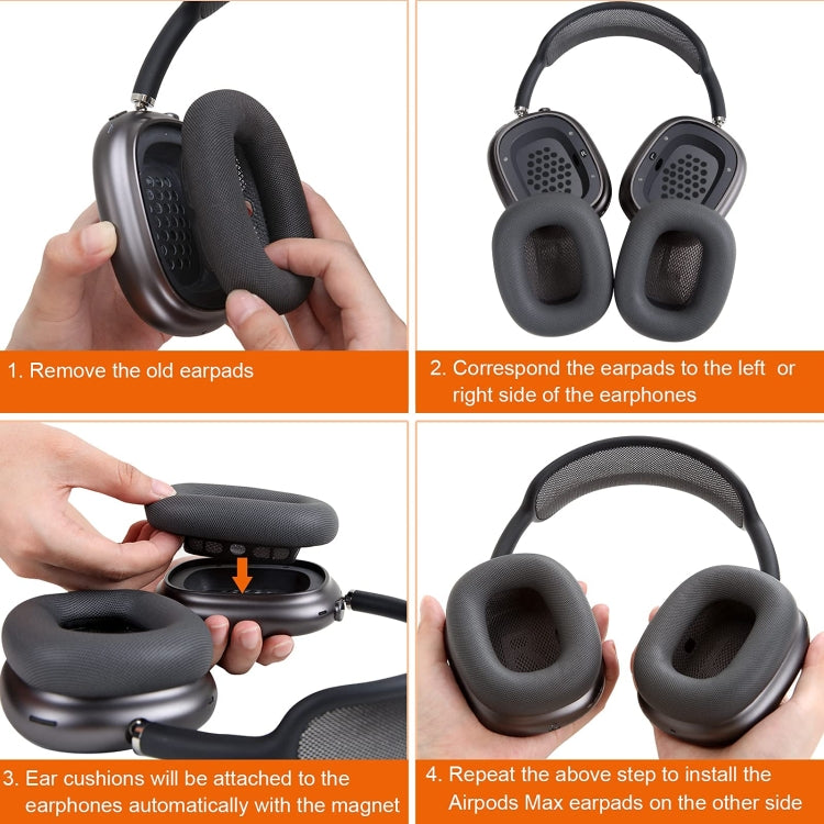 2 PCS Foam Earpads Earmuffs For AirPods Max(Mesh Light Gray) - Apple Accessories by buy2fix | Online Shopping UK | buy2fix