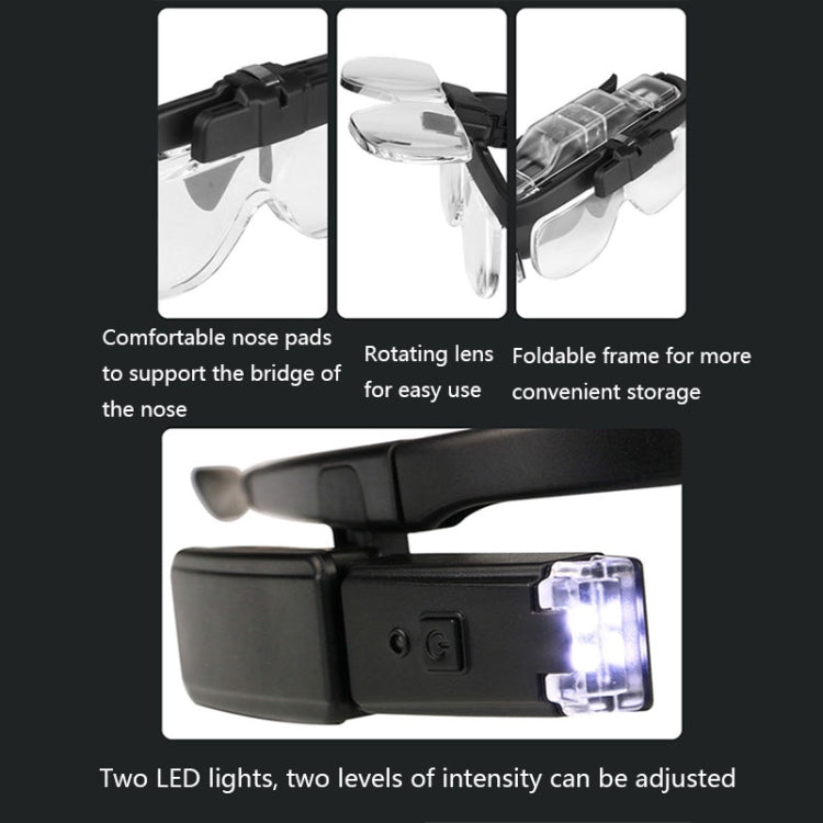 11642DC Multi-magnification Glasses-type Maintenance Rechargeable Magnifying Glass - Glasses Style by buy2fix | Online Shopping UK | buy2fix