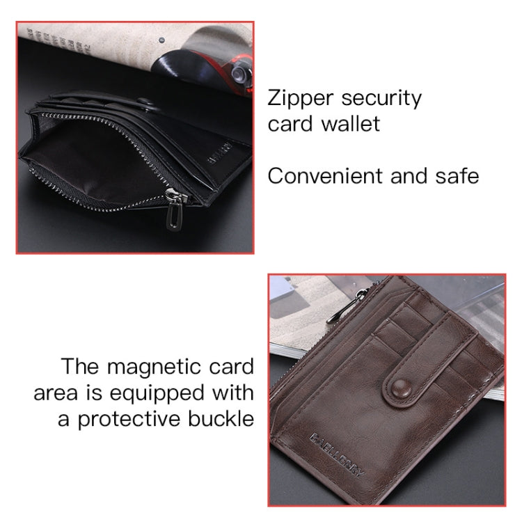 BAELLERRY  K9149  Multi-Card Buckle Zip Coin Pocket Thin Card Holder(Coffee) - Home & Garden by BAELLERRY | Online Shopping UK | buy2fix