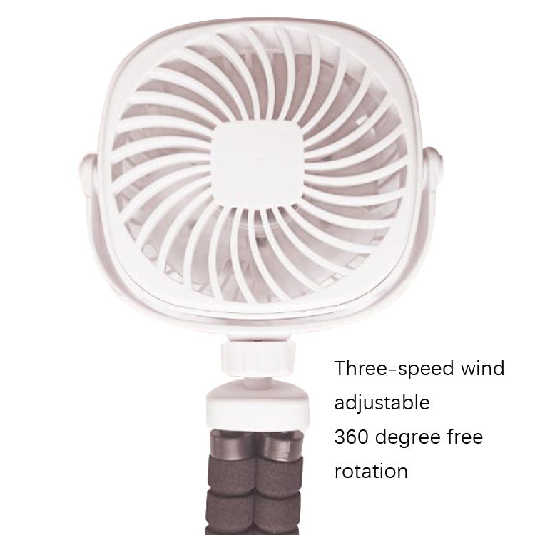 Octopus Stroller Deformation Fan Desktop Portable Handheld USB Small Fan, Colour: 1200mAh White - Consumer Electronics by buy2fix | Online Shopping UK | buy2fix