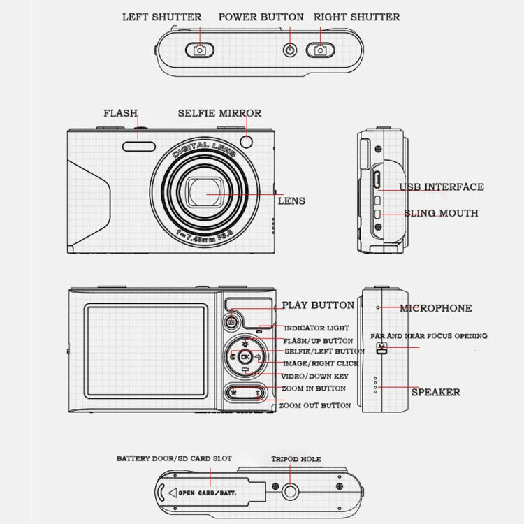 C8 4K  2.7-inch LCD Screen HD Digital Camera Retro Camera,Version: 48W Upgraded Version White - Consumer Electronics by buy2fix | Online Shopping UK | buy2fix