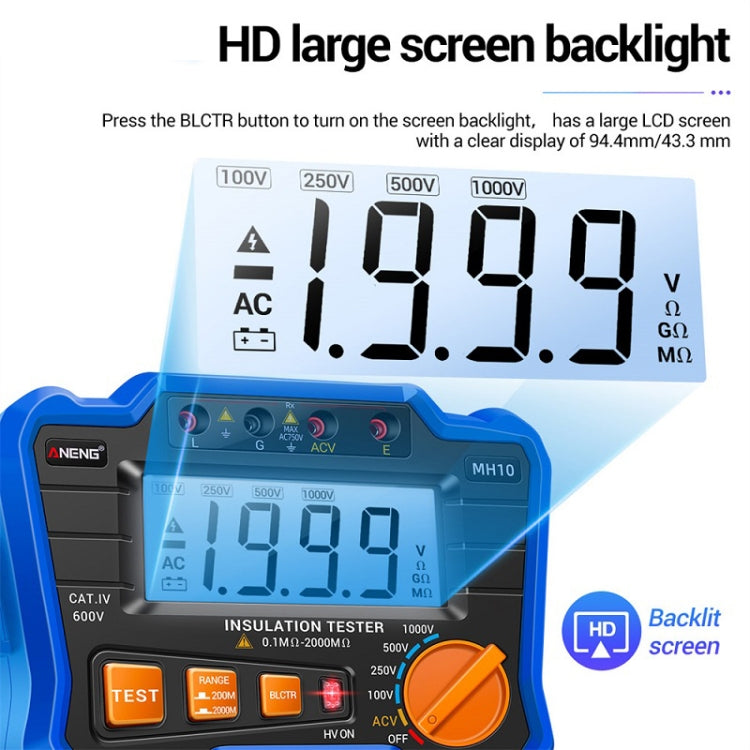 ANENG MH10 Digital High Precision Insulation Resistance Tester(Orange) - Battery & Resistance Tester by ANENG | Online Shopping UK | buy2fix