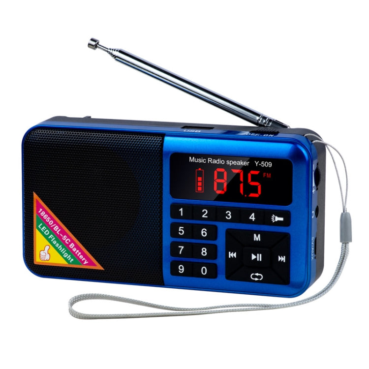 Bluetooth Card Radio Digital FM Player, Specifications: Y-509FM (No Solar Panel)(Blue) - Consumer Electronics by buy2fix | Online Shopping UK | buy2fix