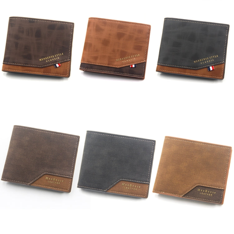 Menbense Hot Stamping Hinge Short Matte Multi-Card Large Capacity Male Wallet(D3301-4 Light Brown) - Wallets by MenBense | Online Shopping UK | buy2fix