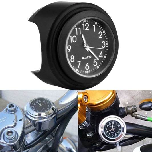 Aluminum Alloy Plating Motorcycle Handlebar Clock(Black Shell Black Background) - In Car by buy2fix | Online Shopping UK | buy2fix