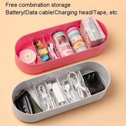 Household Battery Storage Box Data Cable Charger Storage Organizer Box, Color: Pink Double Layer - Storage Boxes by buy2fix | Online Shopping UK | buy2fix
