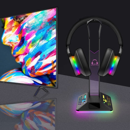 Dual USB RGB Color Changing Gaming Headset Stand(Black) - Headset Stand by buy2fix | Online Shopping UK | buy2fix